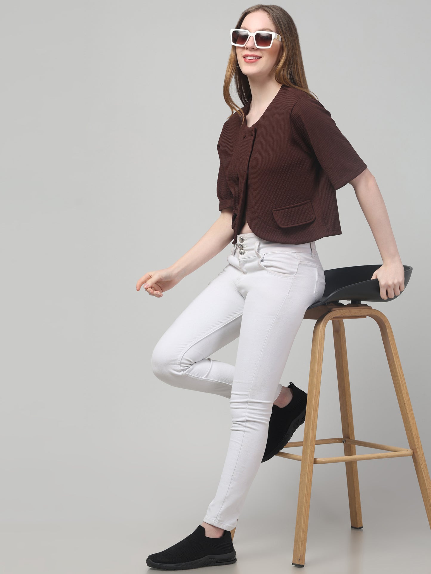 Maroon Textured Stylish Top For Womens
