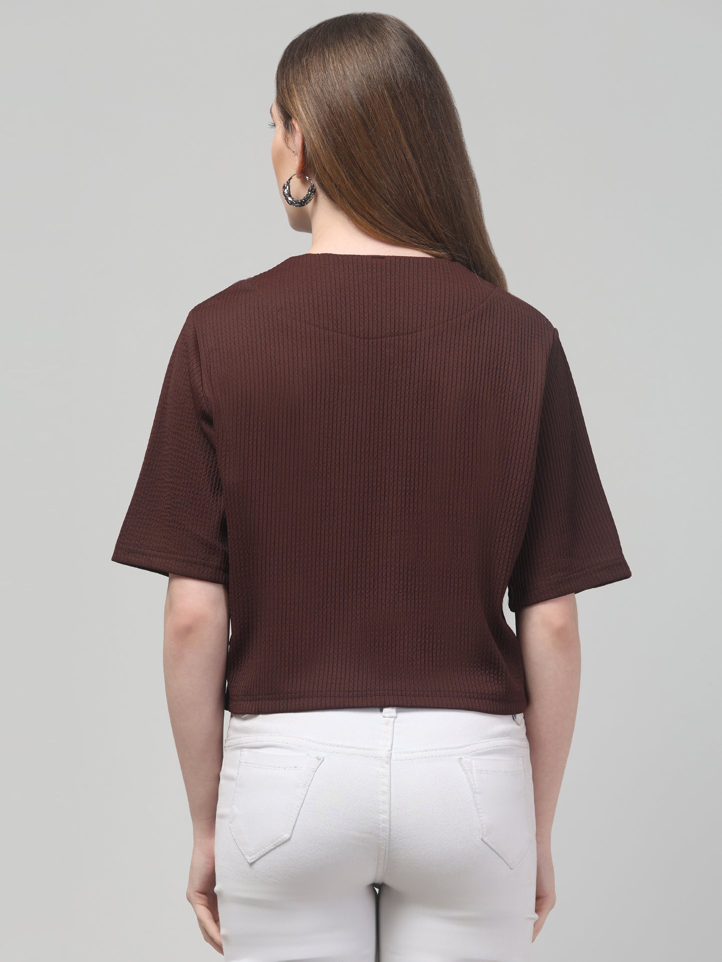 Maroon Textured Stylish Top For Womens