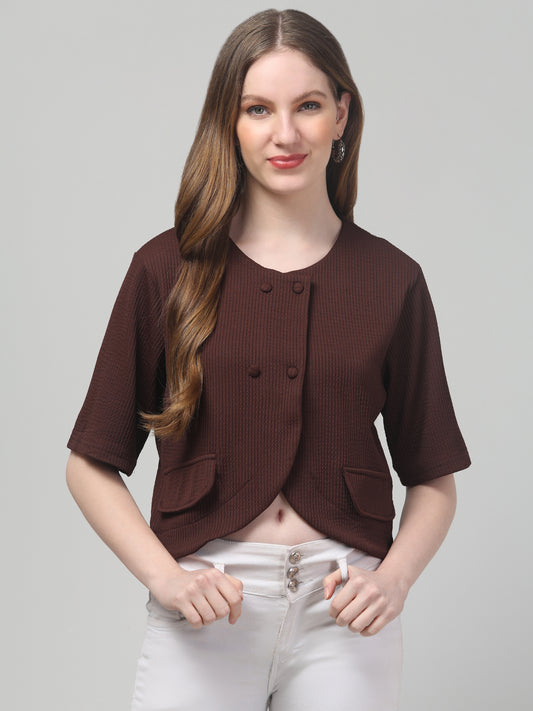 Maroon Textured Stylish Top For Womens