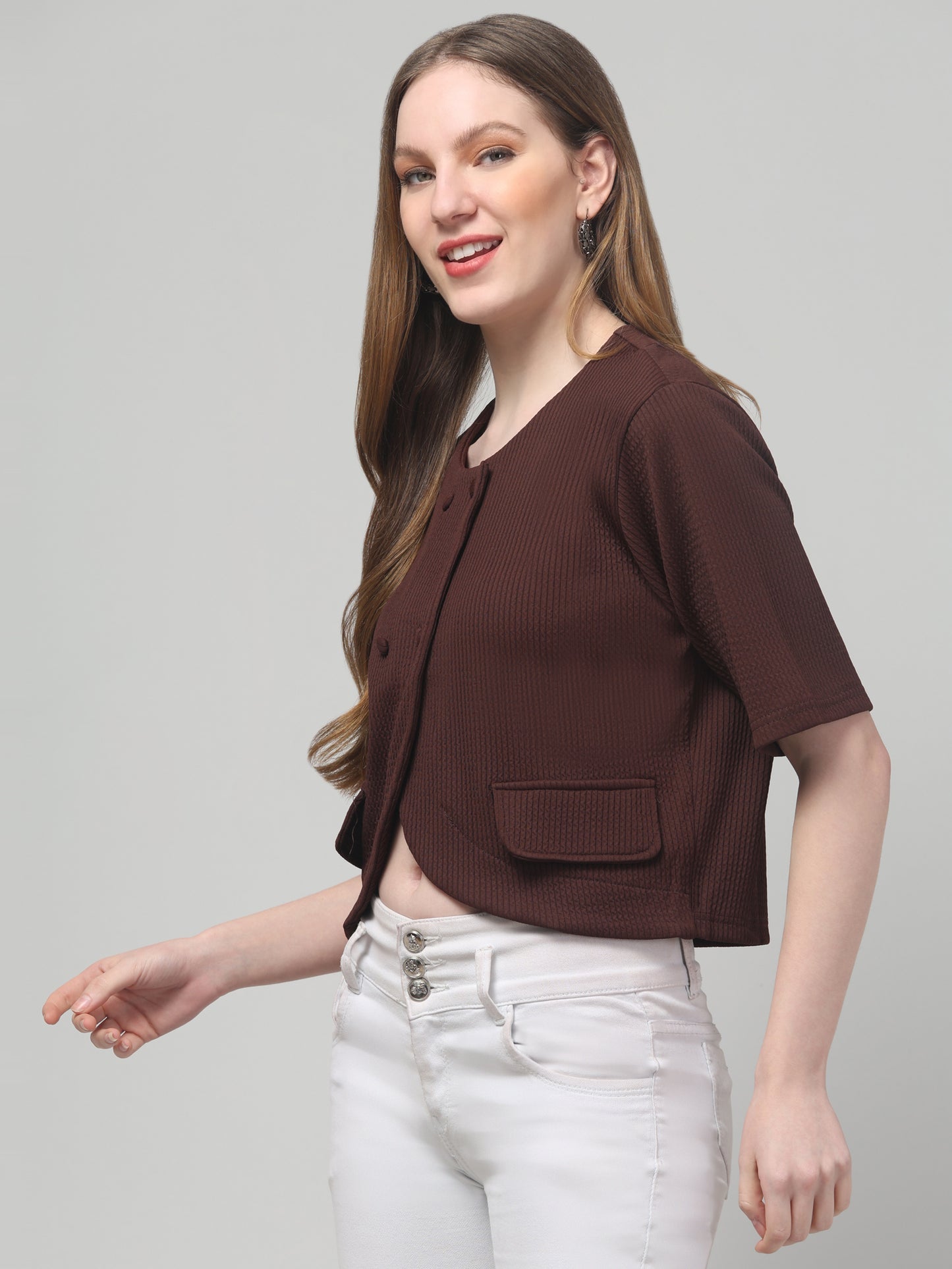 Maroon Textured Stylish Top For Womens