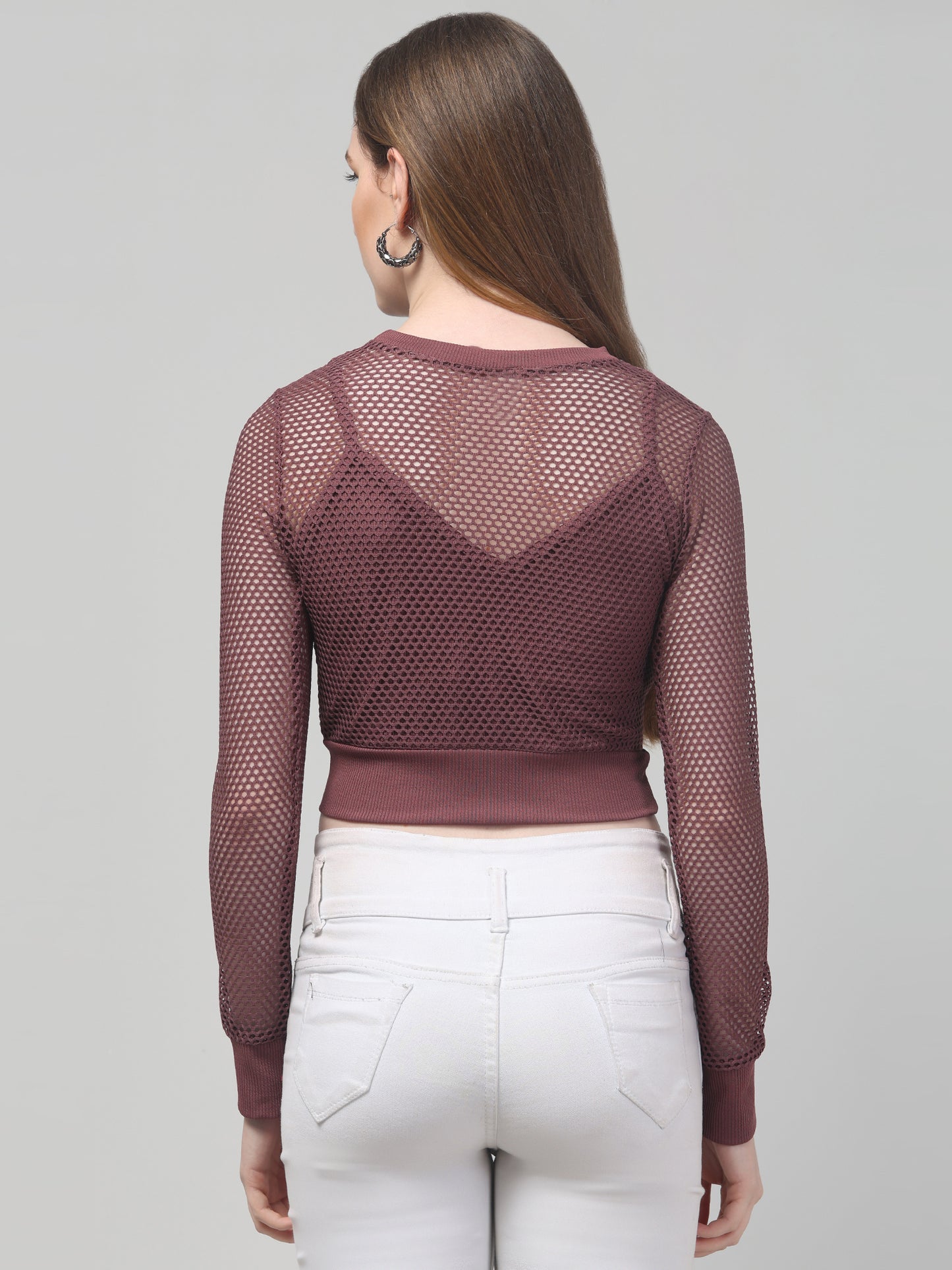 Maroon Net Stylish Top For Womens