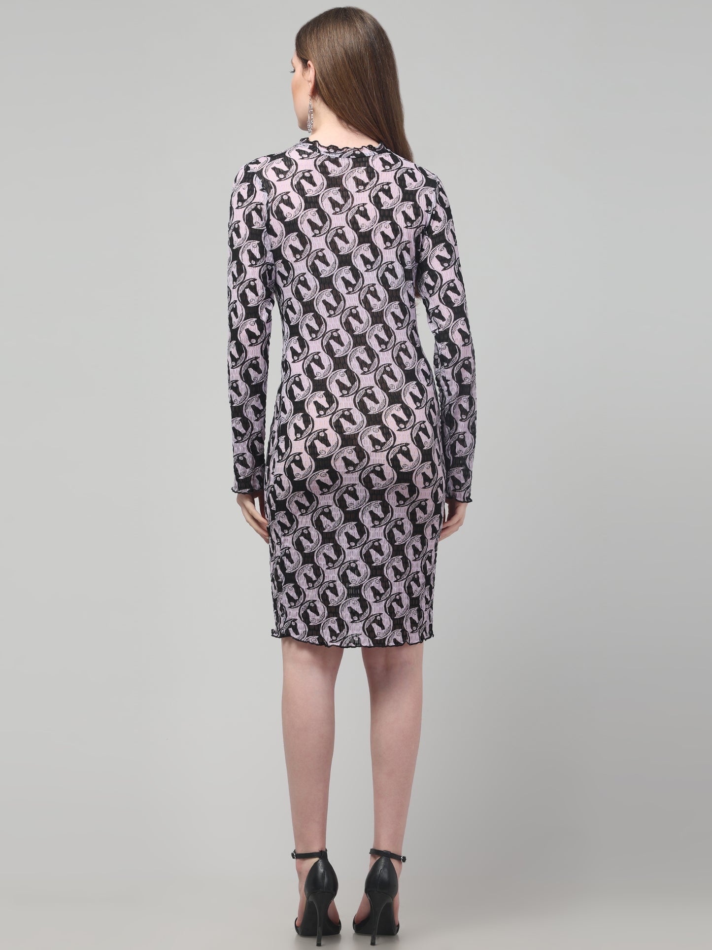 Lavender Printed Midi Dress For Womens