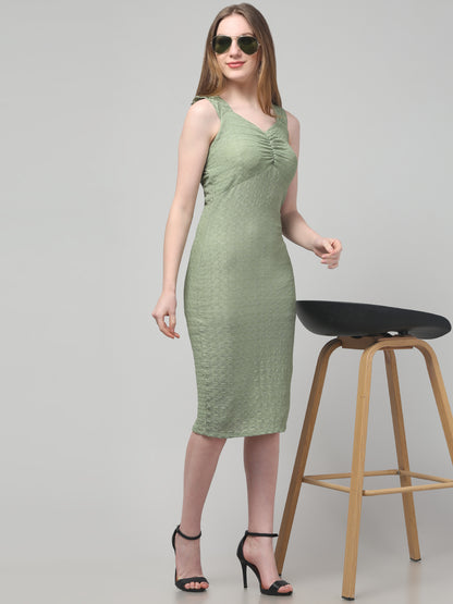 Olive Green Sweetheart Neck Dress For Womens