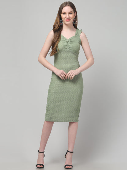 Olive Green Sweetheart Neck Dress For Womens