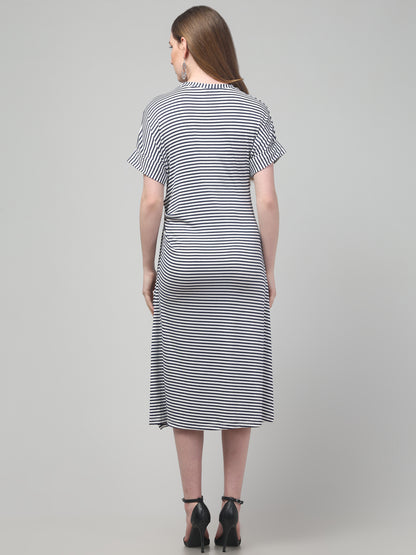 Black Slit Midi Dress For Womens