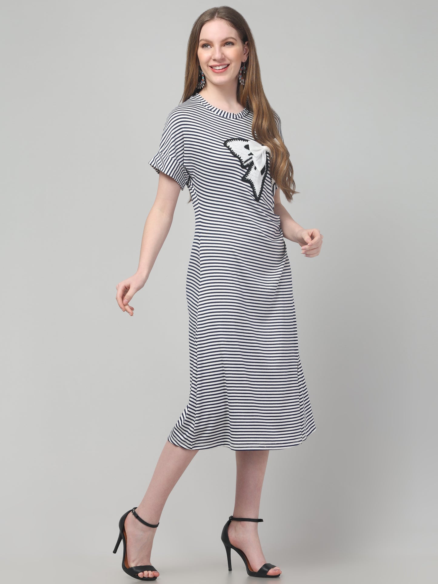 Black Slit Midi Dress For Womens