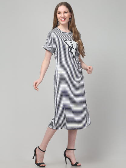 Black Slit Midi Dress For Womens