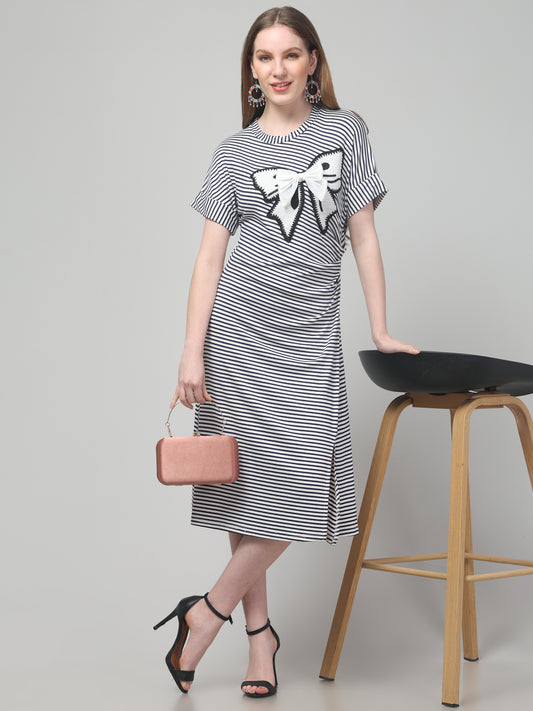 Black Slit Midi Dress For Womens