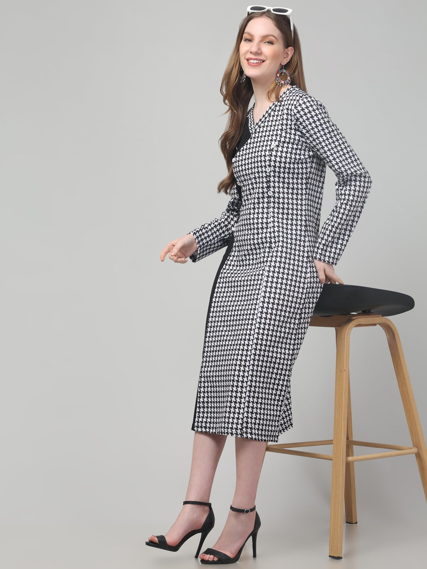Printed Black Dress For Womens