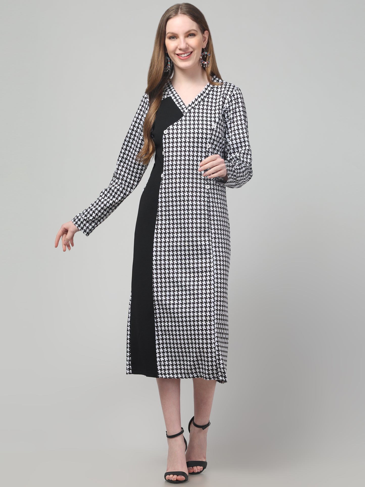 Printed Black Dress For Womens
