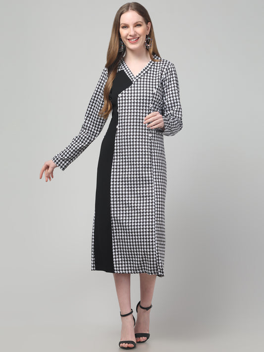 Printed Black Dress For Womens