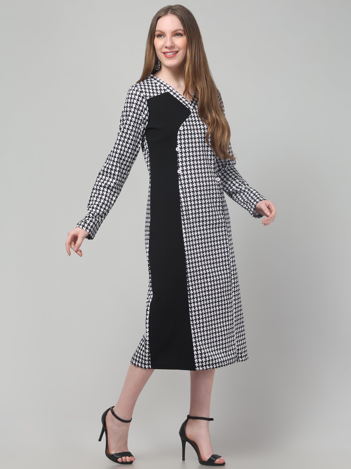 Printed Black Dress For Womens