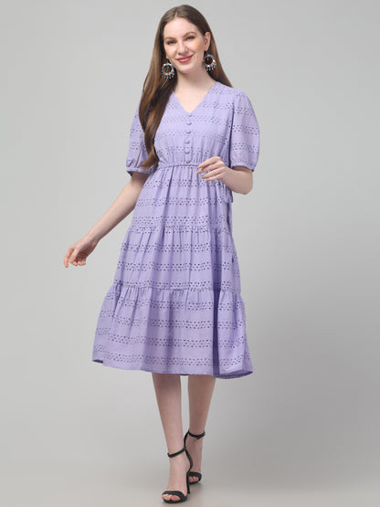 Lavender  Midi Dress For Womens