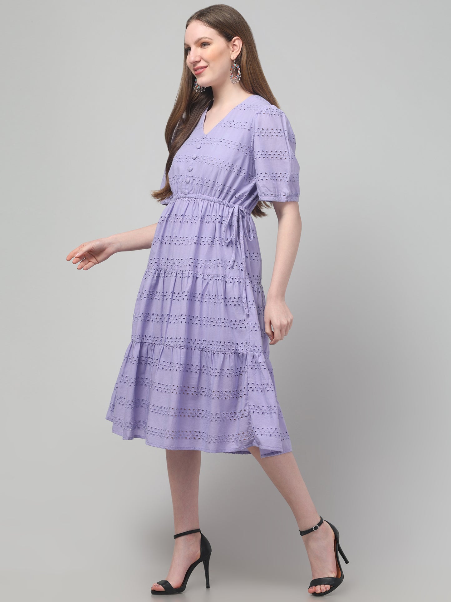 Lavender  Midi Dress For Womens