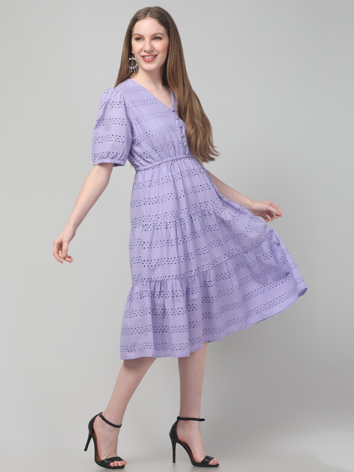 Lavender  Midi Dress For Womens