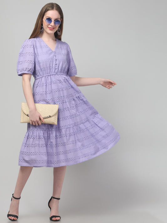 Lavender  Midi Dress For Womens