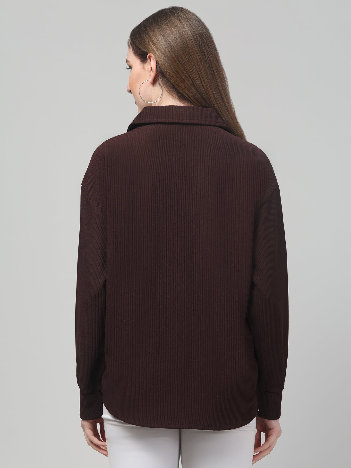 Maroon Oversized Shirt For Womens