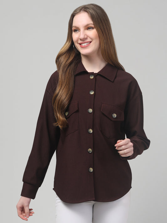 Maroon Oversized Shirt For Womens
