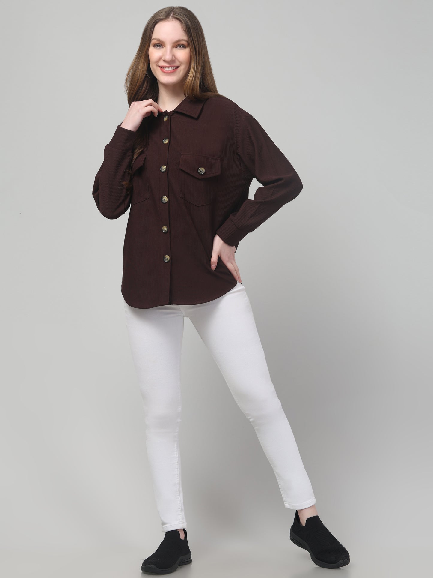 Maroon Oversized Shirt For Womens