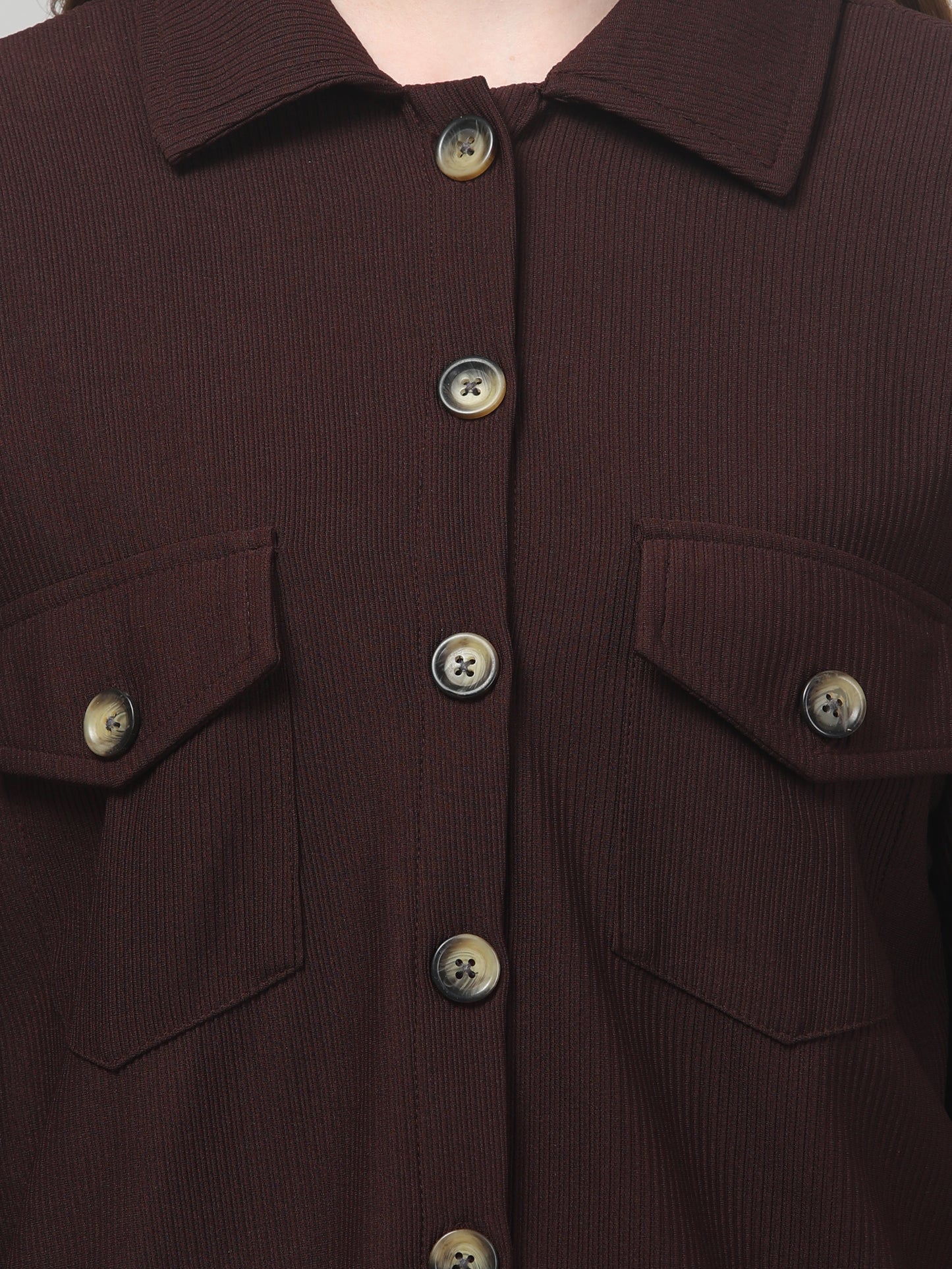 Maroon Oversized Shirt For Womens