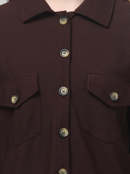Maroon Oversized Shirt For Womens