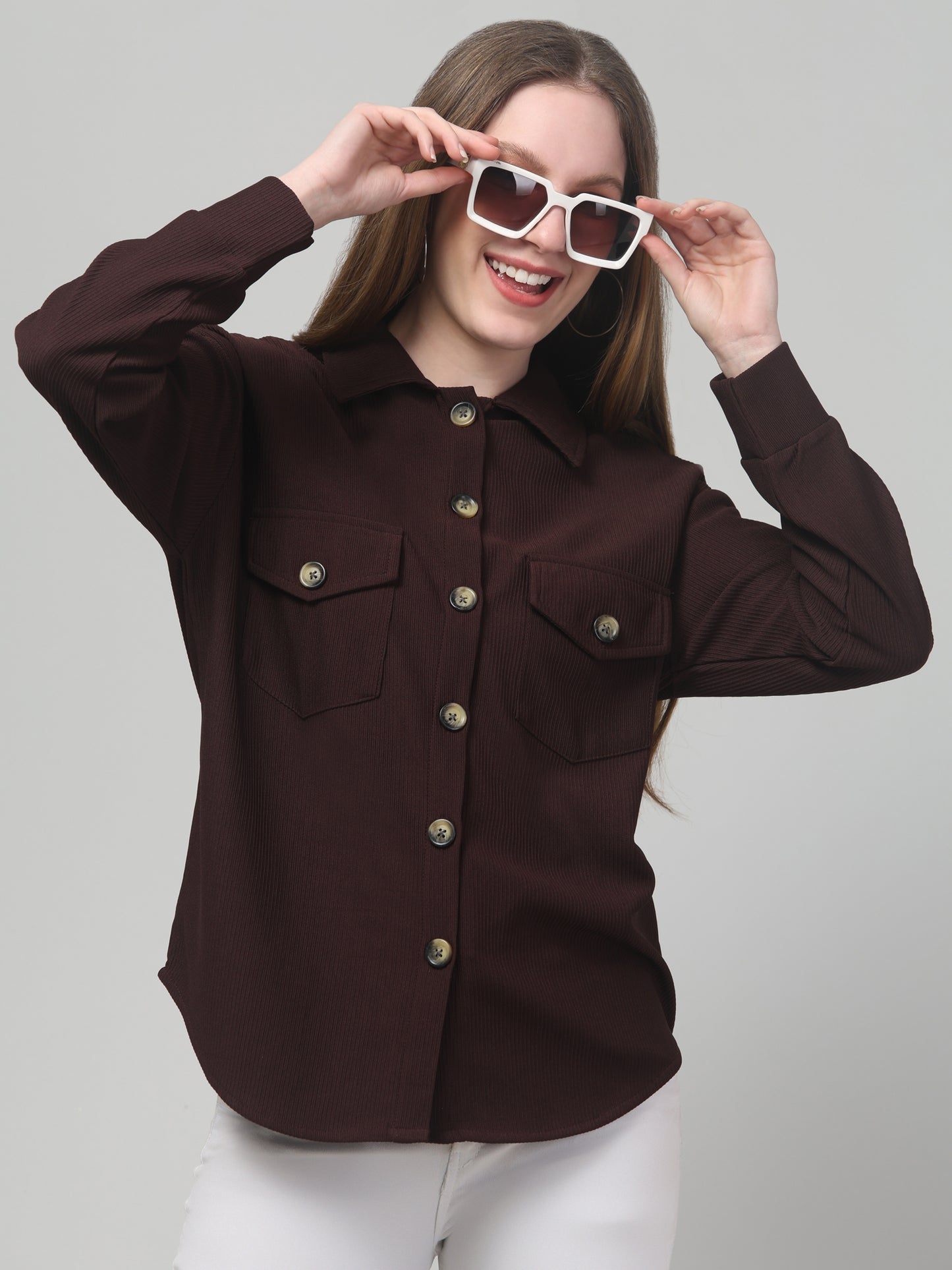 Maroon Oversized Shirt For Womens