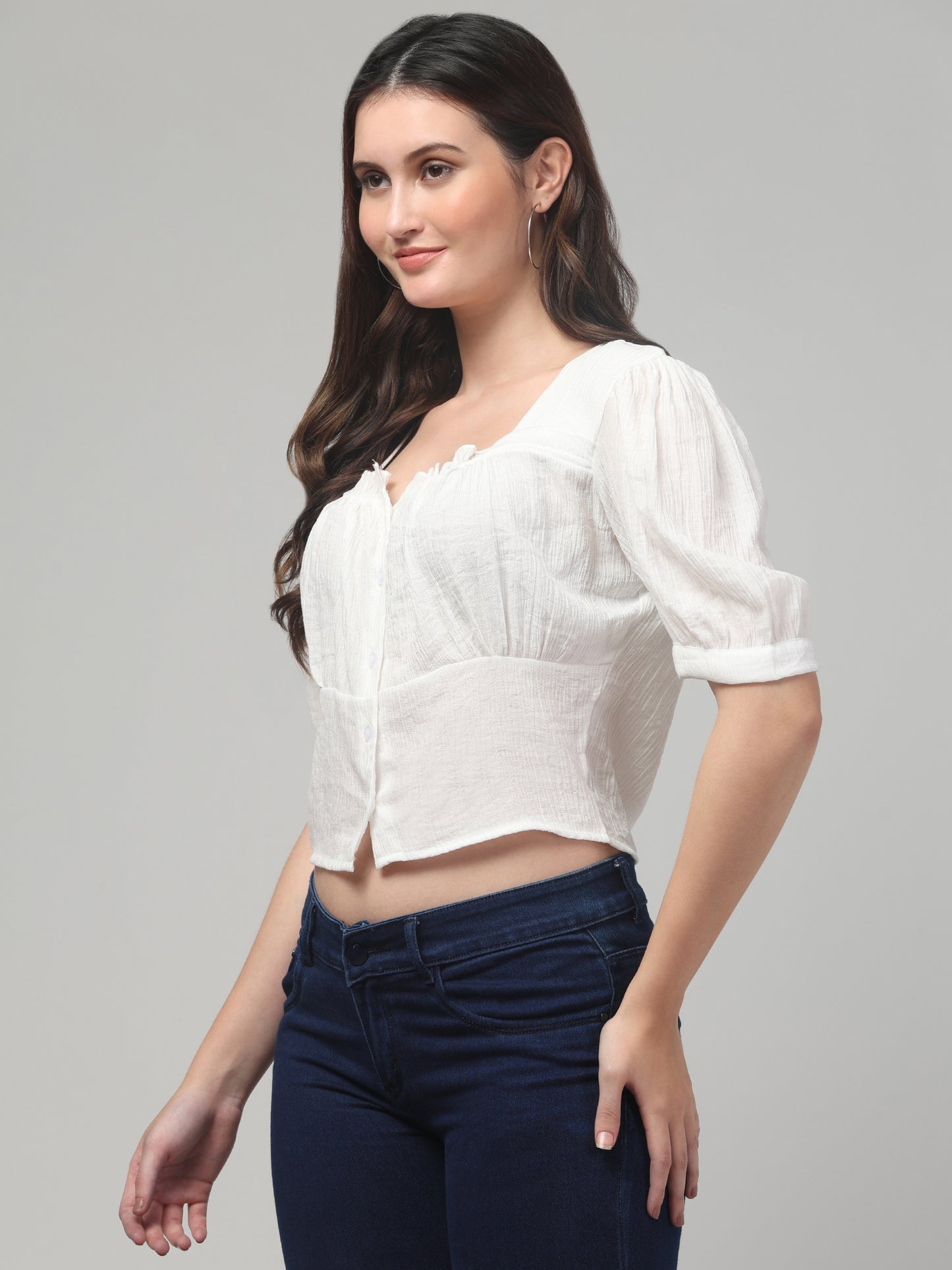 White Cute Top For Women