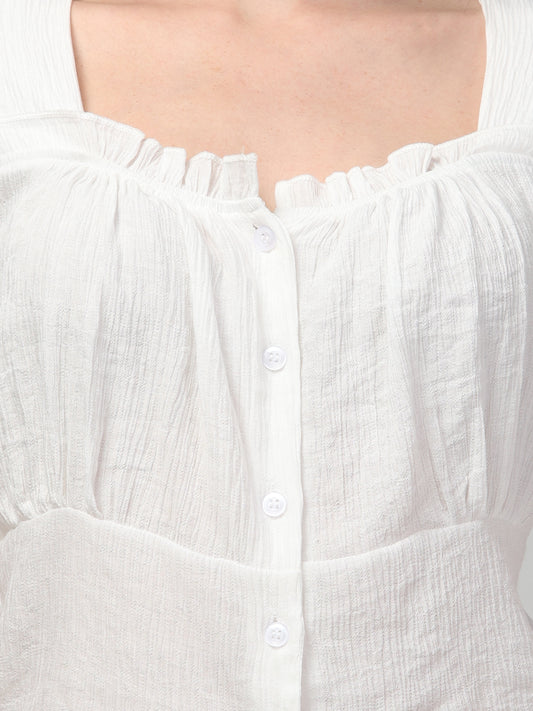 White Cute Top For Women