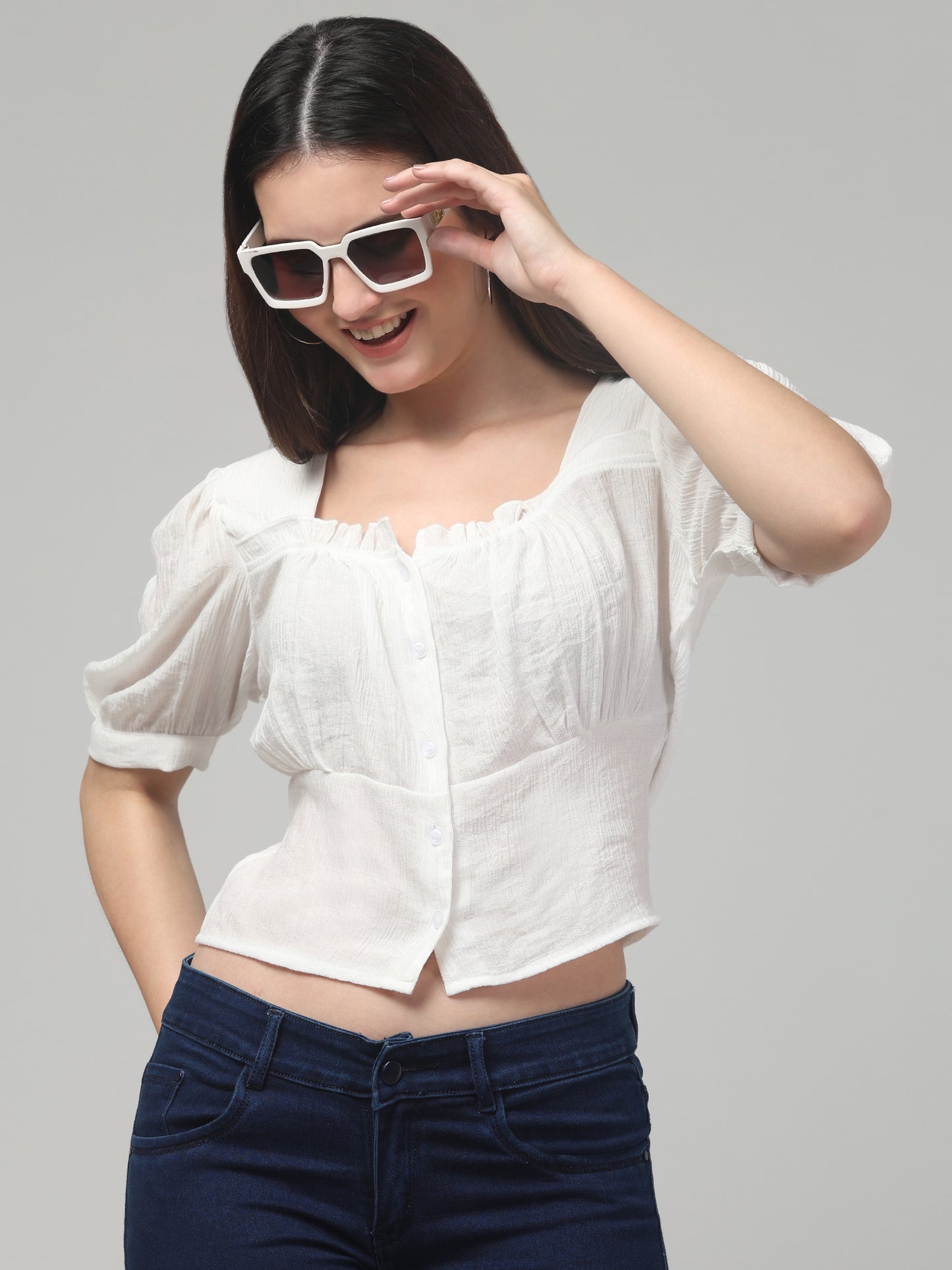 White Cute Top For Women