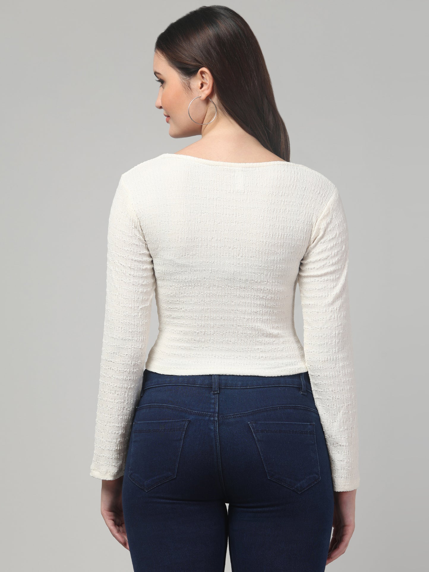 White Summer Full Sleeve Top For Women