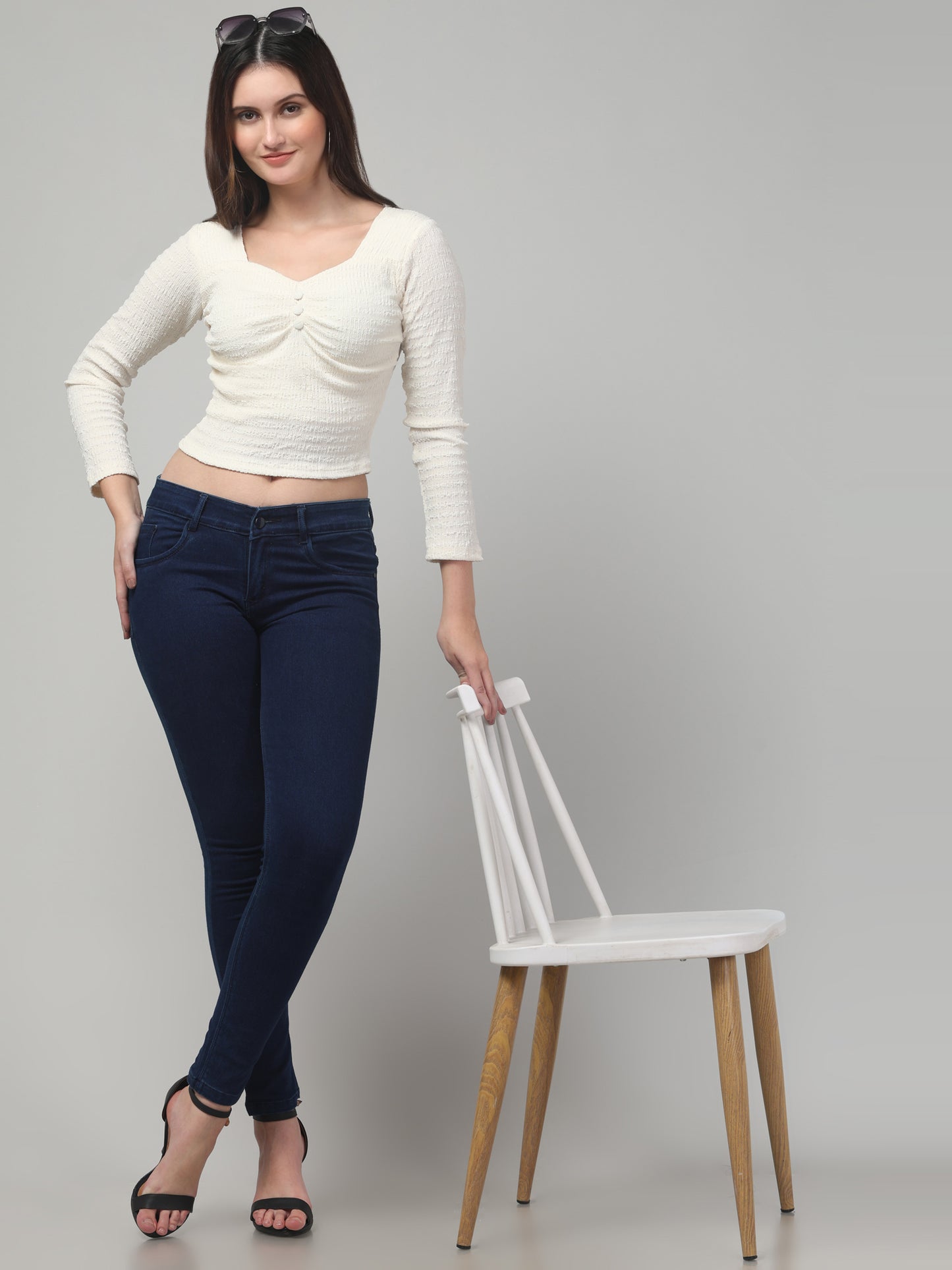 White Summer Full Sleeve Top For Women