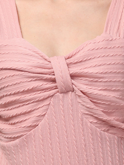 Pink Cut Sleeves Top For Women