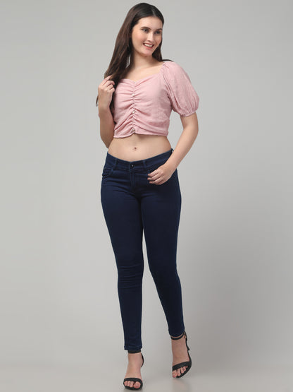 Pink Puff Sleeve Top for Womens