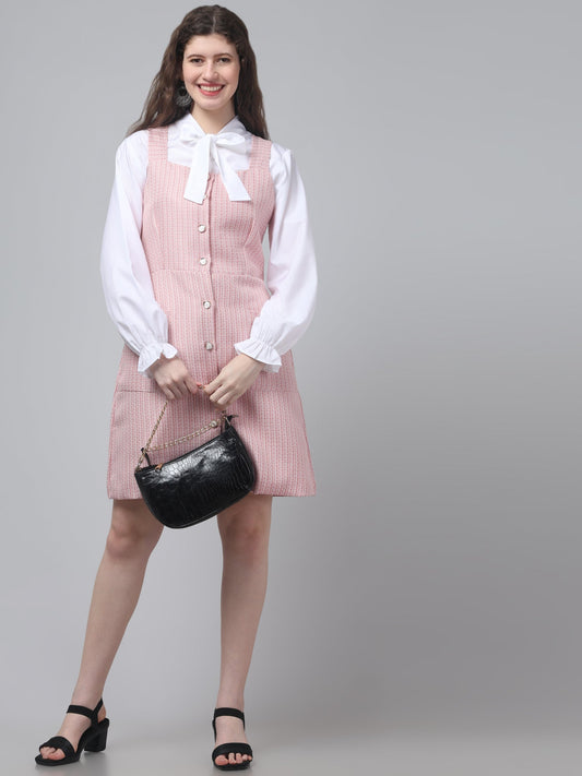 Textured Pink Dress For Womens