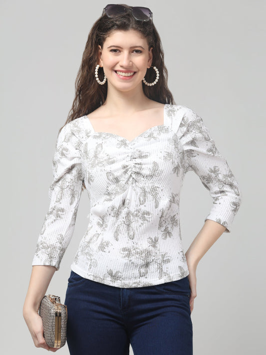 Floral Sweetheart Neck Top For Womens