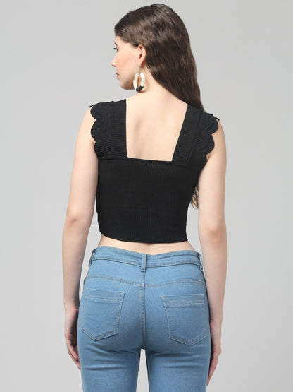 Black Sleeveless Stylish Top For Womens