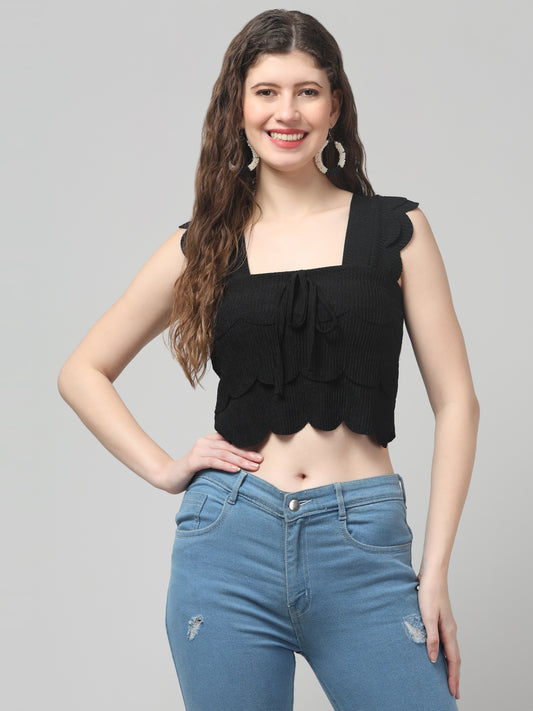 Black Sleeveless Stylish Top For Womens