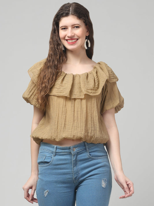 Brown Off Shoulder Top For Womens