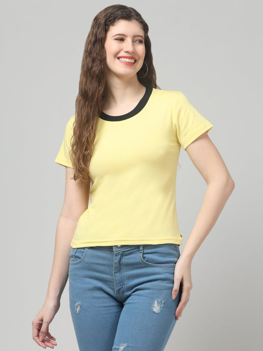 Yellow Solid Casual Top For Womens