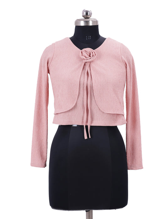 Pink Textured Top For Womens