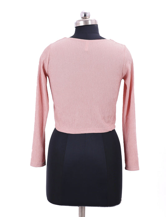 Pink Textured Top For Womens