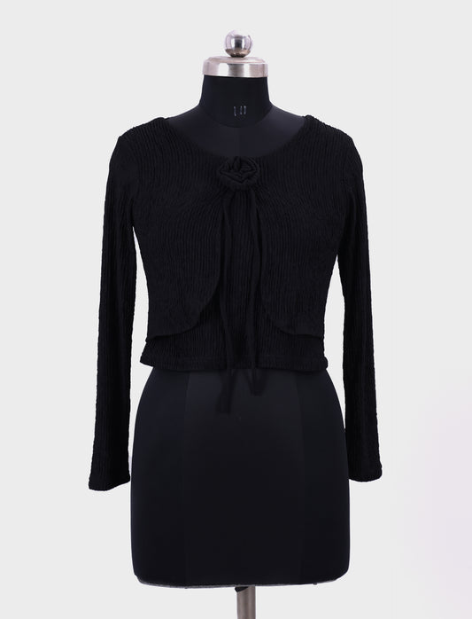 Black Full Sleeve Western Top For Womens