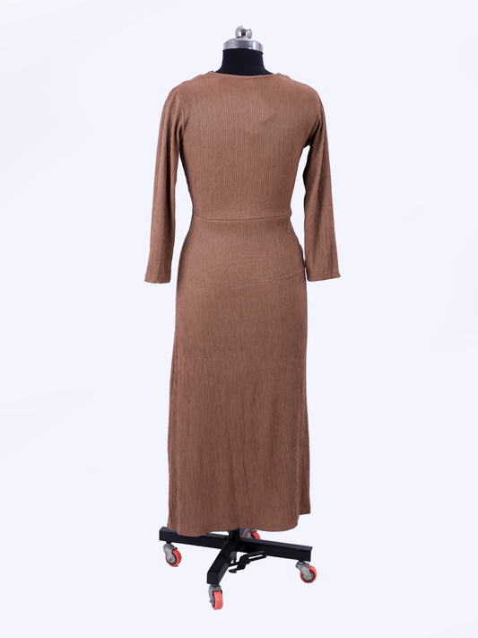 Tan Brown Long Western Dress For Womens