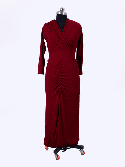 Maroon Long Western Dress For Womens
