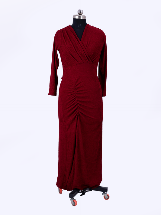 Maroon Long Western Dress For Womens