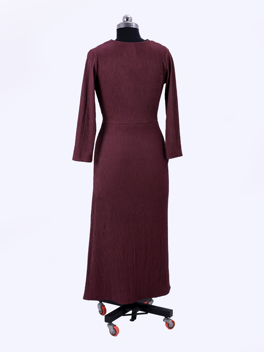 Burgundy Long Western Dress For Womens