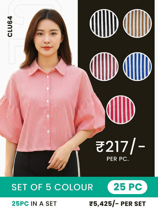 Clobulk Women Shirt (Set of 25 Pc- 5 Colour)- ₹217/ per pc